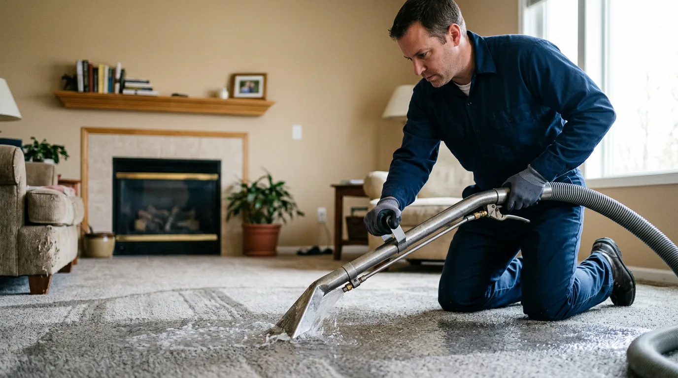 Water damage restoration technician working near Cowlesville, NY